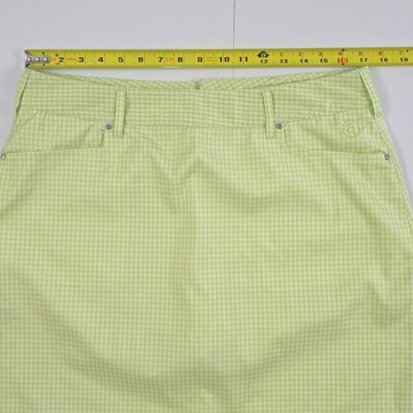 Abacus Women's Skirt Skort Lime Green White Micro Plaid Stretch Size 42/12 Reg - Picture 14 of 16
